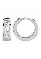 beautiful tiny sterling silver princess cut baby huggie earrings